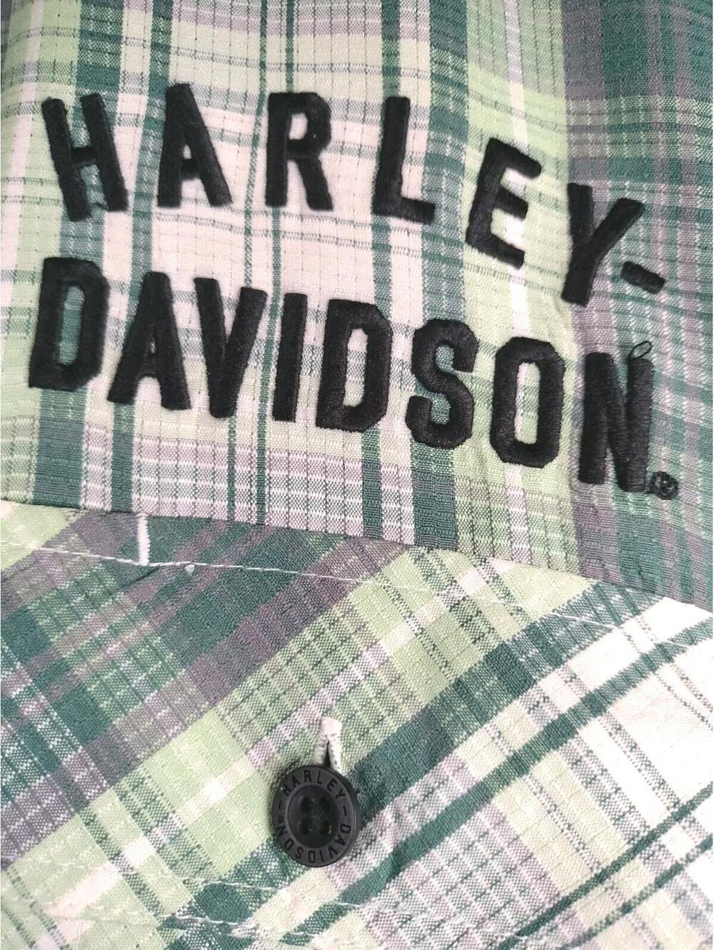 Harley-Davidson Men's XL Plaid Button-Down Shirt - Green/Grey Ripstop - Picture 2 of 13